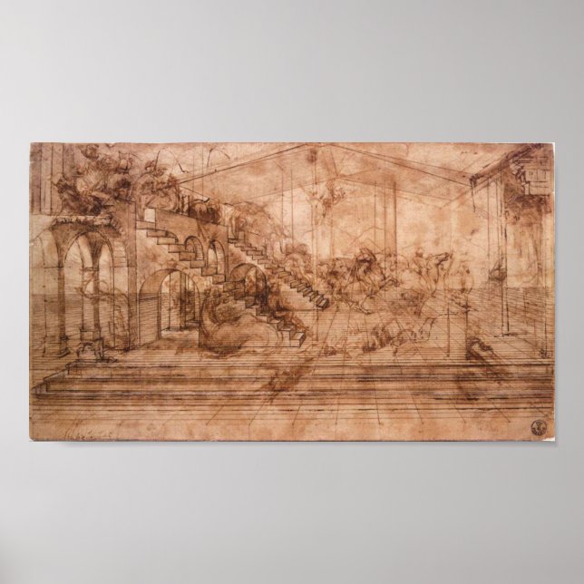 Póster Leonardo da Vinci - Estudio de perspectiva (Frente)
