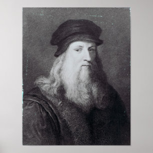 Póster Leonardo da Vinci, grabado por el Raphael