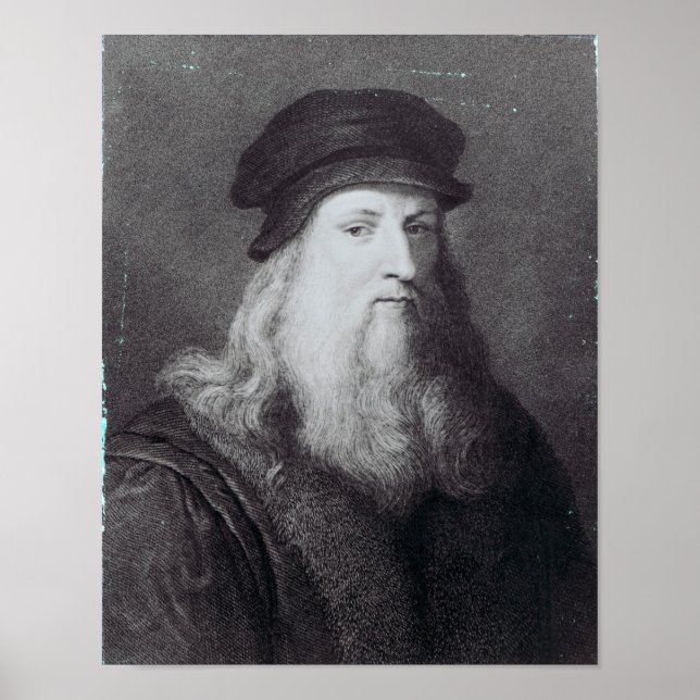 Póster Leonardo da Vinci, grabado por Rafael (Frente)