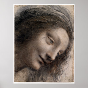 Póster Leonardo da Vinci la cabeza de la Virgen