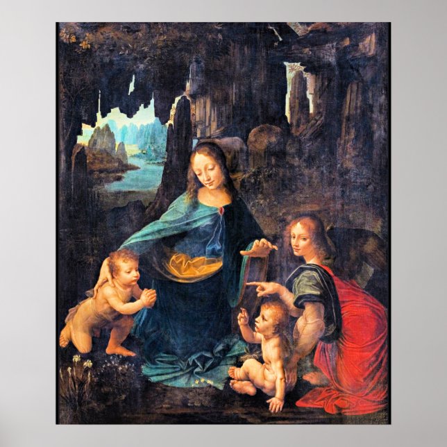 Póster Leonardo da Vinci - La Virgen de las Rocas (Frente)
