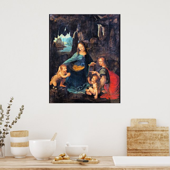Póster Leonardo da Vinci - La Virgen de las Rocas (Cocina)