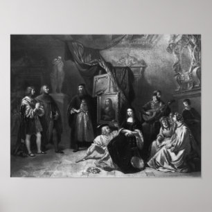 Póster Leonardo da Vinci painting the Gioconda