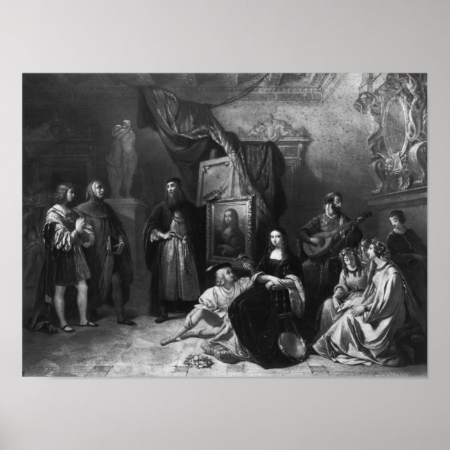 Póster Leonardo da Vinci  painting the Gioconda (Frente)