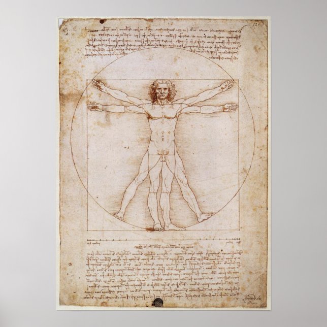 Póster Leonardo da Vinci Vitruvian Man Poster (Frente)