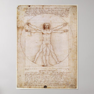 Póster Leonardo da Vinci Vitruvian Man Poster