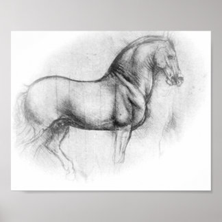 Póster Leonardo DaVinci poster de caballos