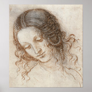 Póster Leonardo Head of Woman Drawing