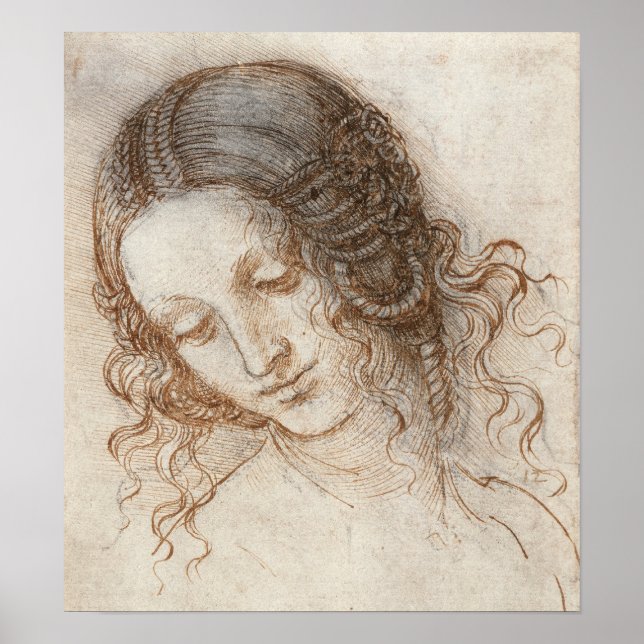 Póster Leonardo Head of Woman Drawing (Frente)