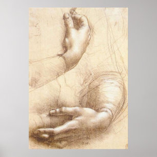 Póster LEONARDO Leonardo da Vinci HANDS Estudio de las ma