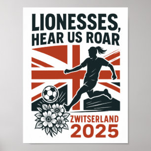 Póster Leonas, Escúchanos Rugir – Fútbol Femenino Inglés