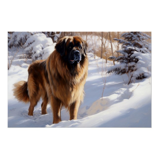 Póster Leonberger Deja que nieve Navidad (Anverso)