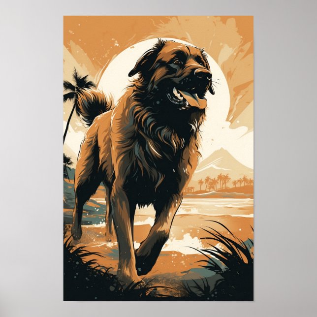 Póster Leonberger en la playa (Frente)