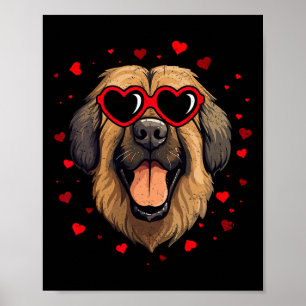Póster Leonberger Valentine Heart Cute Dog Amantes