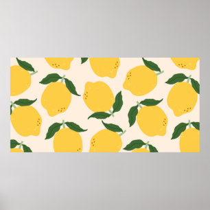 Póster Leones amarillos jugosos, hojas verdes. Aroma fres