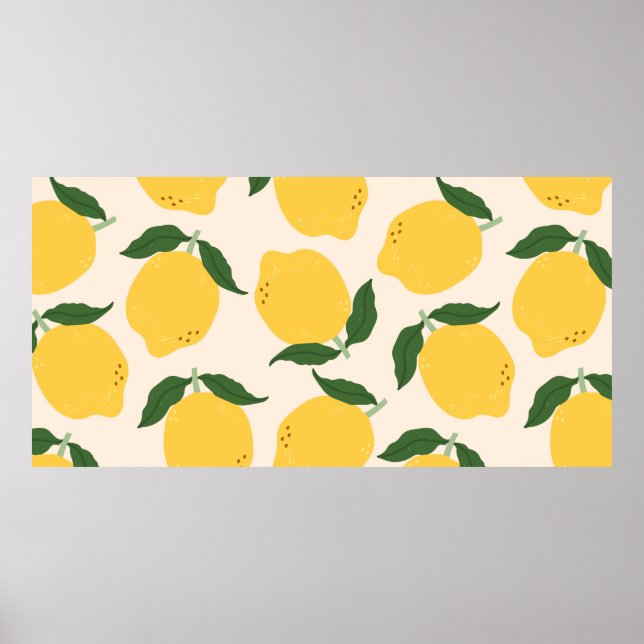 Póster Leones amarillos jugosos, hojas verdes. Aroma fres (Frente)