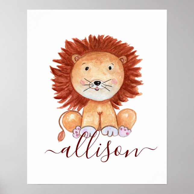 Póster Leones dibujados a mano, chicos personalizados (Frente)