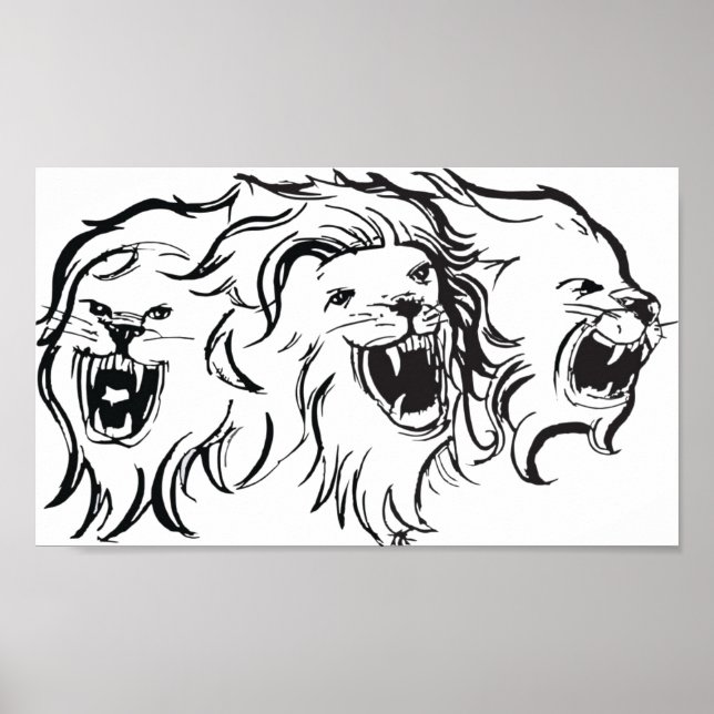 Póster Leones en la pared (Frente)