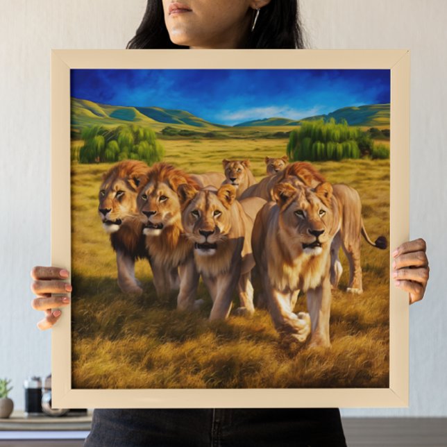 Póster Leones majestuosos recorren la sabana (Subido por el creador)