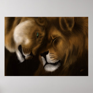 Póster Leones - Pintura digital