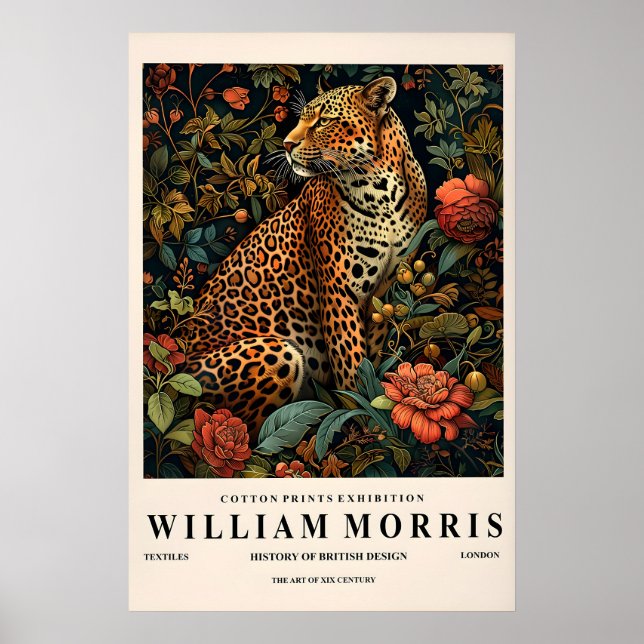 Póster Leopard Botanical Art Print William Morris Style (Frente)