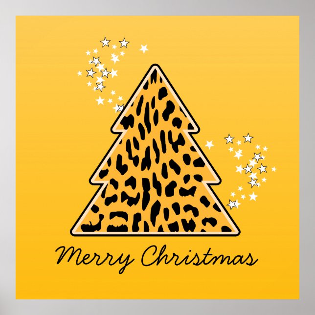 Póster Leopard cheetah Christmas Tree Poster (Frente)