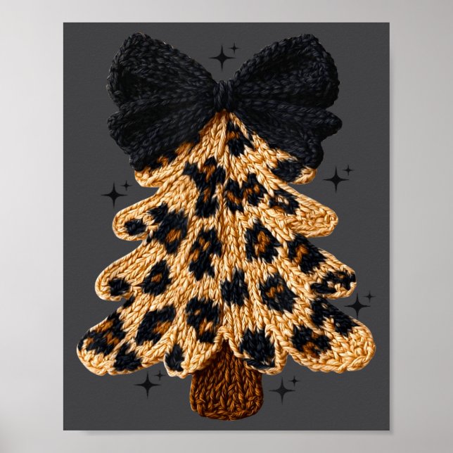 Póster Leopard Christmas Tree,christmas Coquette Bow Yarn (Frente)