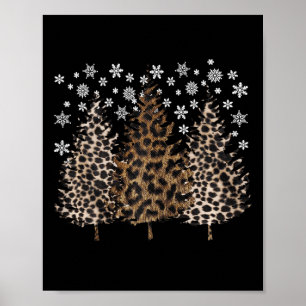 Póster Leopard Christmas Tree Xmas Vacuna de nieve copo d