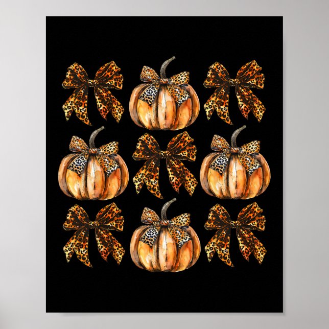 Póster Leopard Coquette Bow Pumpkin Acción de Gracias oto (Frente)