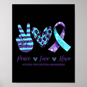 Póster Leopard Floral Ribbon Paz Esperanza Suicidio Prev