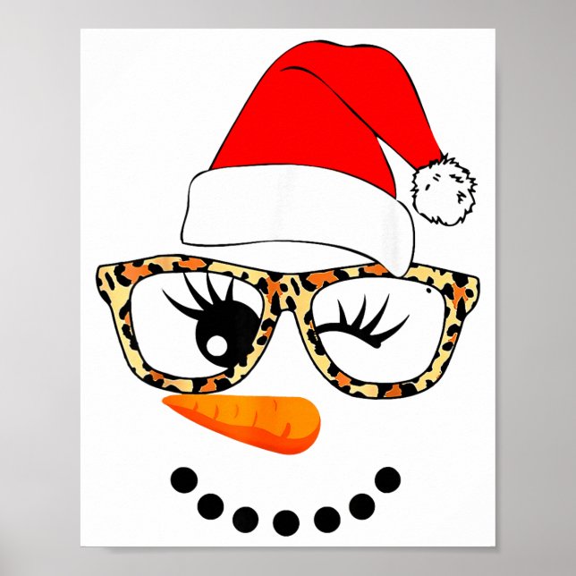 Póster Leopard Gles Santa Claus Snowman Face Christmas Co (Frente)