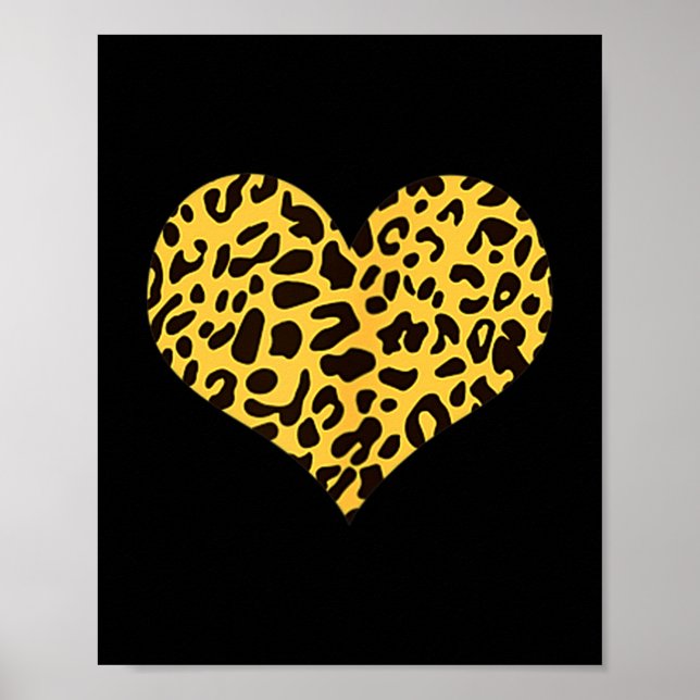 Póster Leopard Heart Valentines Girlfriend Boyfriend Gift (Frente)
