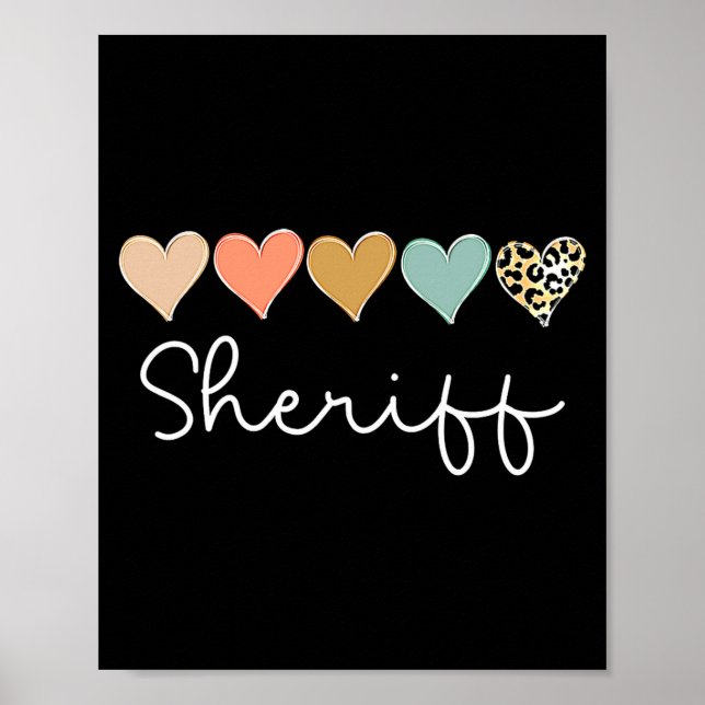 Póster Leopard Hearts Valentines Day For Team Sheriff Va  (Frente)