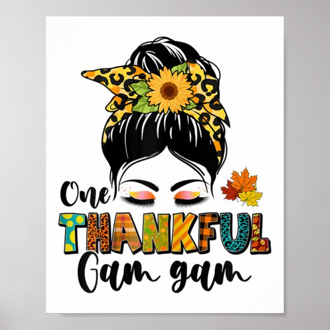 Póster Leopard Messy Bun Fall Agradecimiento Un Agradecim (Frente)