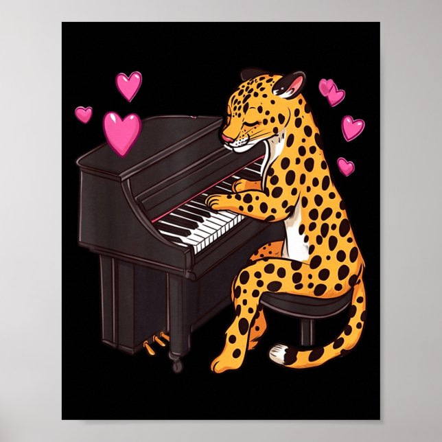 Póster Leopard Playing Ano Valentines Day Funny Leopard  (Frente)