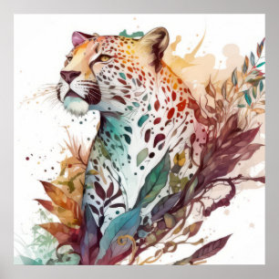 Póster Leopard Portrait Animal Pintura de vida silvestre 
