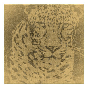 Póster Leopard Portrait Vintage
