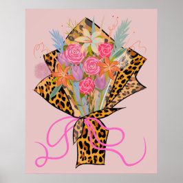 Póster Leopard Print Bouquet Wall Art