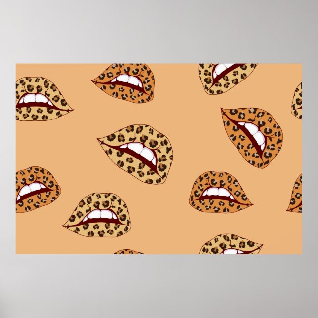 Póster Leopard print lips seamless pattern,cheetah lips d (Frente)