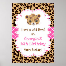 Póster Leopard Print Pink Quatre Relieve metalizado Poste