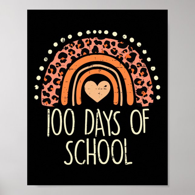 Póster Leopard Rainbow 100 días de clases de té 100 días (Frente)