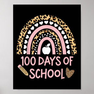 Póster Leopard Rainbow 100th Day Of School, 100 Day Of Sc