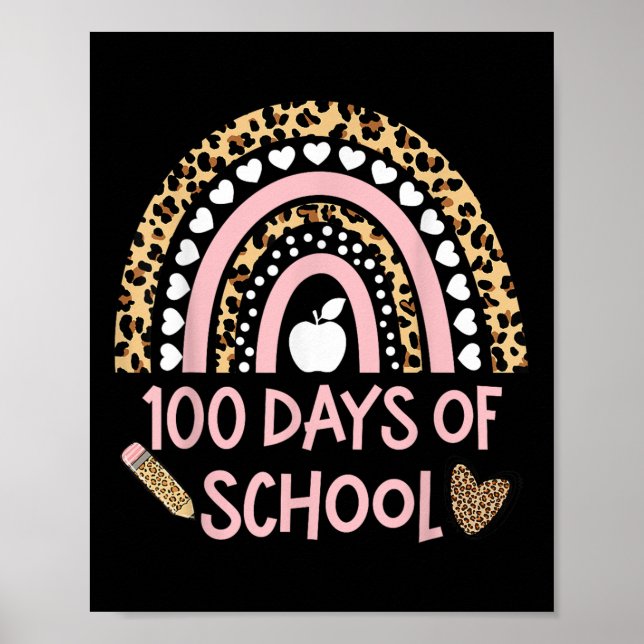 Póster Leopard Rainbow 100th Day Of School, 100 Day Of Sc (Frente)