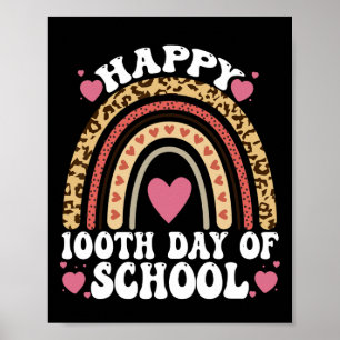 Póster Leopard Rainbow Happy 100 Day School Cute 100 Da