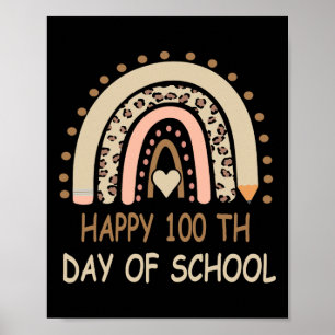 Póster Leopard Rainbow Happy 100 Day School Cute 100 Da