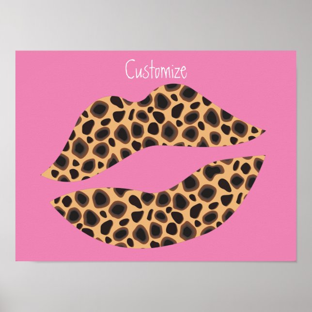 Póster Leopard Spots Lipstick Kiss (Frente)