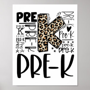 Póster Leopard Typography Prek Ck A Los Niños Maestros Es