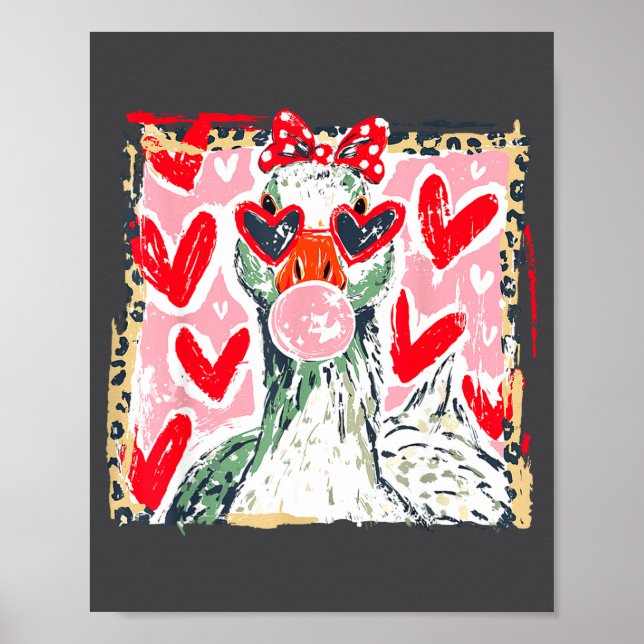 Póster Leopard Valentine's Day Goose Cute Animal Couple M (Frente)