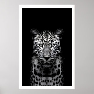 Póster Leopard Wall Art Black and White Photography