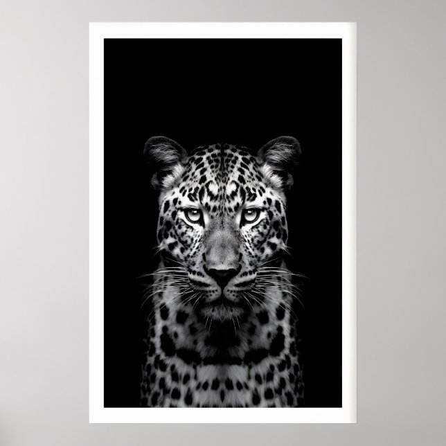 Póster Leopard Wall Art Black and White Photography (Frente)